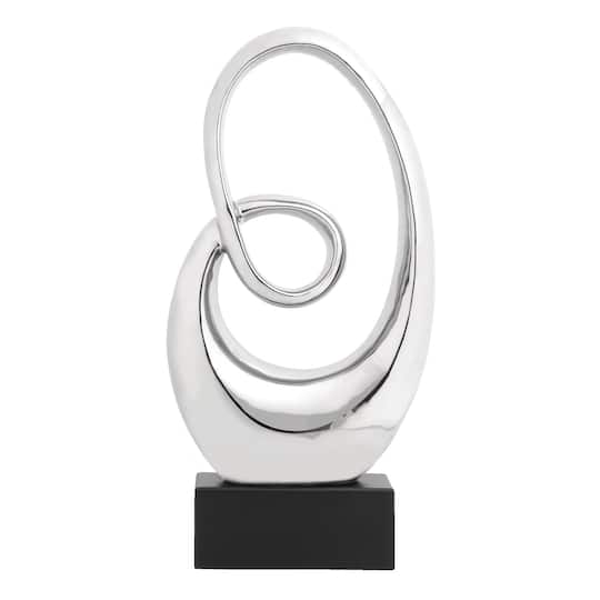 21" Silver Modern Abstract Sculpture
